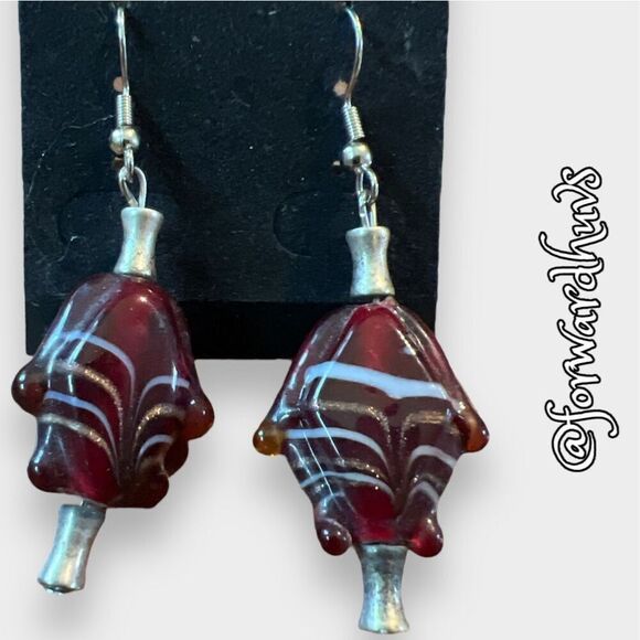Two Pair of Artisan Hand Crafted Glass Fish Earrings – Red and Yellow - Picture 4 of 14